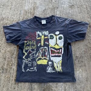 Vintage 90s Miles Davis Shirt Headshot II Andazia Abstract Black Tee Faded Large